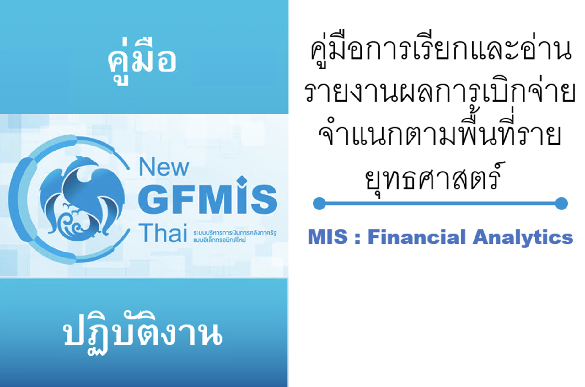 คู่มือการเรียกและอ่านรายงานผลการเบิกจ่ายจำแนกตามพื้นที่รายยุทธศาสตร์ (MIS : Financial Analytics)